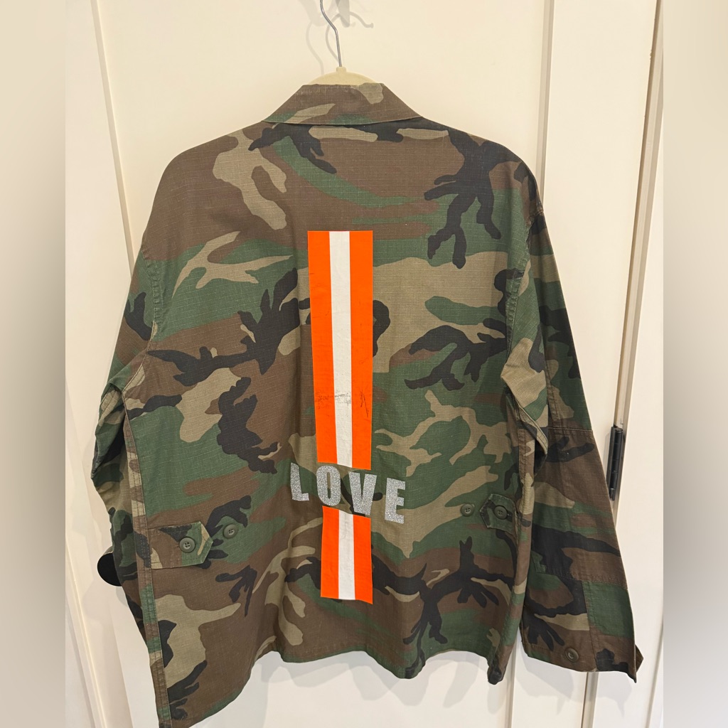 Hipchik Camouflage Jacket With Orange Stripe And Love Detail Size L